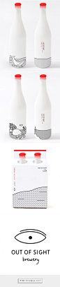 Out of Sight via Oh Beautiful Beer designed by Joanna Copperman curated by Packaging Diva PD. One for the packaging smile file : )----------------3B 1113086 추연우 : 아이덴티티 칼라를 레드로 사용해서 무채색 일러스트에 포인트가 되어서 매력적인 거 같습니다. 일러스트 또한 밑에 부분 쪽에만 아기자기하고 깔끔한 거북이와 고래 일러스트