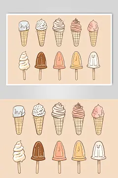 AI数字艺术手绘冰淇淋甜品插画