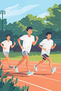 AI数字艺术扁平风校园运动会人物插画
