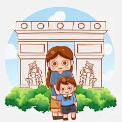 旅游卡通可爱萌母子图片大小1024x1024px 图片尺寸523.58 KB 来自PNG搜索网 pngss.com 免费免扣png素材下载！巴黎#背包侠#出游#环游世界#郊游#卡通手绘#开心#凯旋门#驴友#旅行团#旅游#旅游照#绿树#