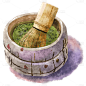 水彩风-日式美食插画-抹茶