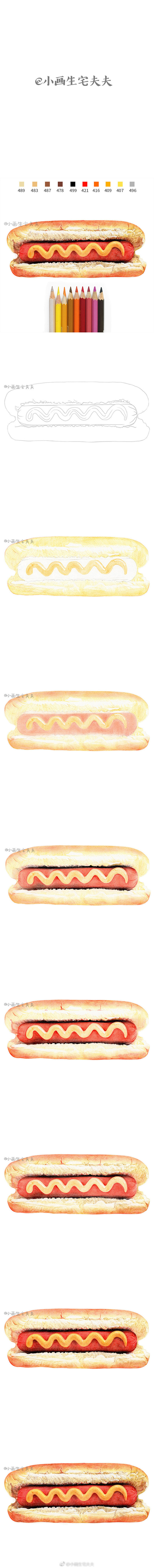 【美食彩铅手绘教程合集】#彩铅#（作者：...
