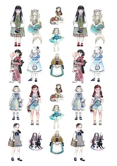 【未剪裁】手帐贴纸打印 小清新人物A4手帐素材硫酸纸 和纸不干胶-淘宝网