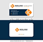 business card with the letter K, orange color, white backside