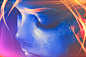 General 3000x2000 blue pink women colorful fantasy art glowing emotion sadness
