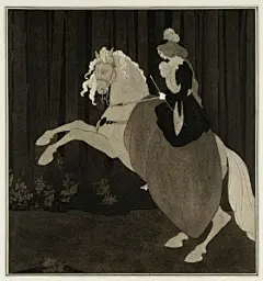 Aubrey Beardsley十九世纪末最伟大插画艺术家，英国新艺术运动代表人物，因绘王尔德名著《莎乐美》插图成名。在那个年代无论是技法还是内容Beardsley都是叛逆者，黑白方寸之间的变化竟是这般魅力无穷，流畅优美的线条，诡异怪诞的形象，他的作品充斥着恐慌和罪恶。在艺术领域绽放的他只活了26岁。