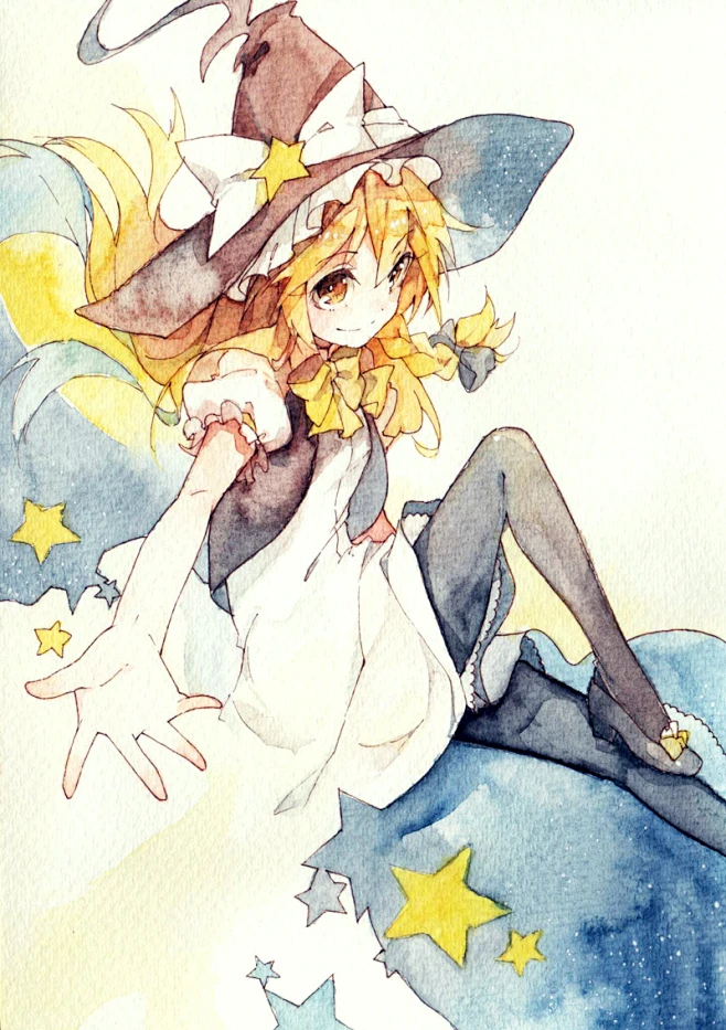 #东方project# #雾雨魔理沙#～水彩～ [3]-花瓣网