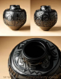 Tammy Garcia, Untitled, Carved Blackware Pottery Jar, natural clay, 11"h x 10"w, 2007, at Blue Rain Gallery.