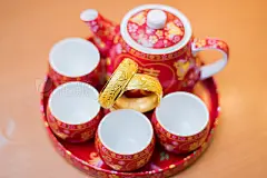 Chinese traditional tea set used in Chinese Wedding tea ceremony