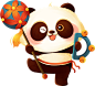 熊猫春节习俗插画-熊猫舞狮球