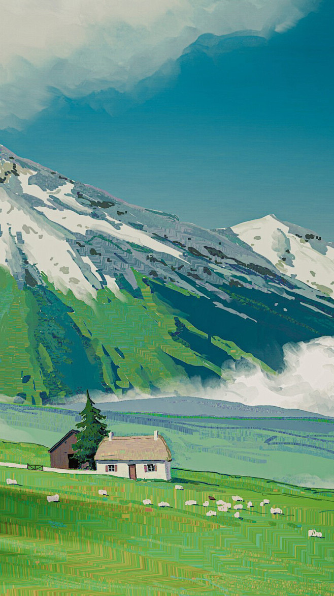 Mountains and House ...