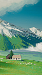 Mountains and House - 西班牙插画师 Alariko 作品 http://paper.ipad.ly
