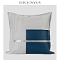 新品现代简约轻奢蓝灰色皮质几何拼接靠垫抱枕别墅样板房方枕
