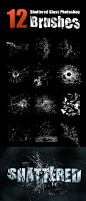 PS笔刷12个高清玻璃爆碎效果