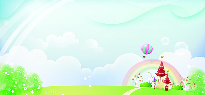 大自然云彩卡通房子彩虹幼儿封面光圈树叶春天促销旅游图库png图片网