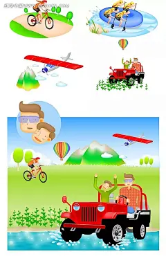 户外运动的情侣卡通矢量人物插画AI|绘画设计|角色|卡通人物|卡通人物图片|漫画人物|人物插画|人物素材|人物图片|矢量人物|矢量图|手绘人物|水彩|自行车