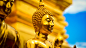 General 3840x2160 nature landscape clouds depth of field Buddha Buddhism gold statue temple Thailand Asia face