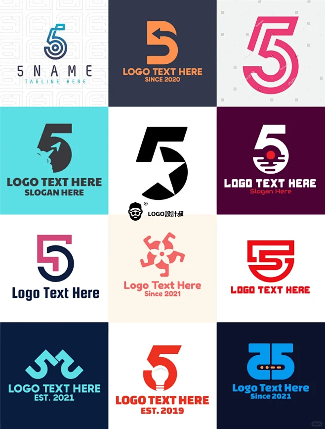 灵感采集5️⃣99个数字5元素图形logo设计分享