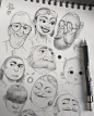 Exercise list with round heads round doodles bladmoran sketch art peop
