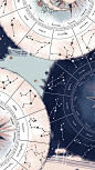 Dark blue and pastel pink astrology chart wallpaper