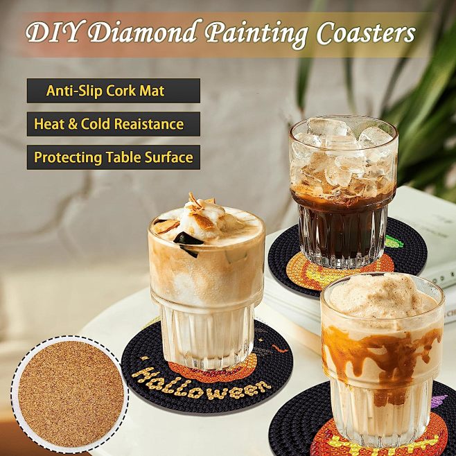 .com: JeCuiK Diamond Painting Coasters Kit Halloween 6 PCS DIY  Diamond Art Coasters Cats Diamond Dot Painting Kits for Adults Kids  Beginner Christmas Holiday Gifts DIY Crafts Coaster