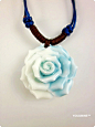 陶瓷首饰，蓝白玫瑰，至纯至净的颜色搭配，不可一世的优雅。