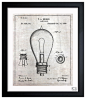 'Edison Lamp Base 1890' Framed Wall Art 15" x 18" eclectic artwork