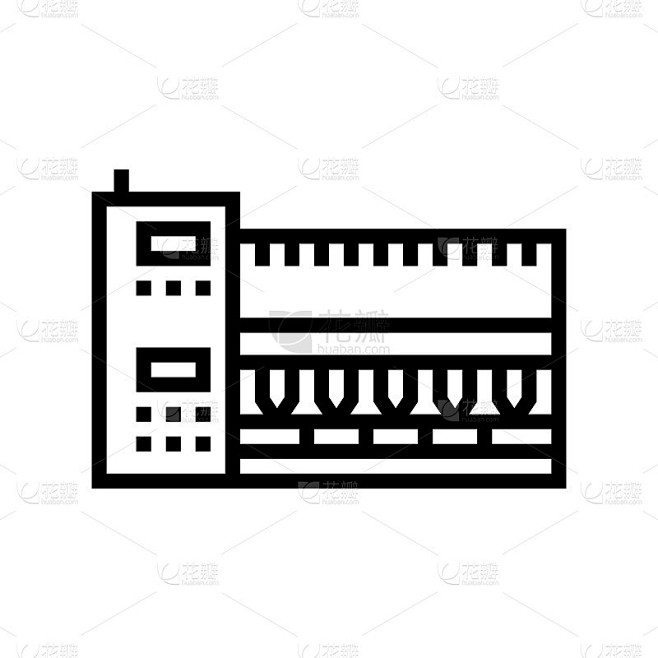 棉纺生产工业机生产线图标矢量插图