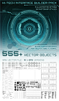 Hi-Tech Interface Builder Pack : Hi-Tech Interface Builder Pack for futuristic interfaces & HUD elements.555+ Vector objects / groups11 Illustrator actions1 Photoshop action10 Photoshop layer styles10 Photoshop brushes100% Vector shapes (AI & EPS 