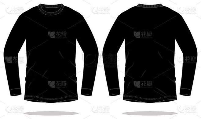 Long Sleeve Black T-Shirt Vector for Template