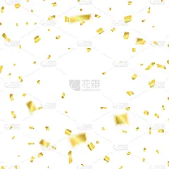 金色的五彩纸屑。白色背景上孤立的节日五彩纸屑。五彩纸屑飞