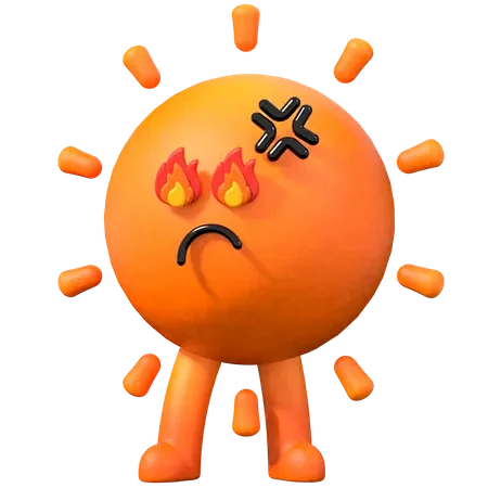 Angry Sun 3D Illustration-花瓣网