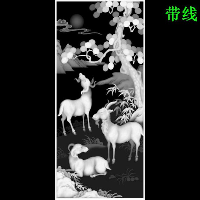 G027精雕图灰度浮雕图雕刻动物图库