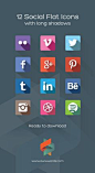 Download 12 Social Flat Icons Flat Long Shadows: Step-by-step Tutorial, Resources and Examples