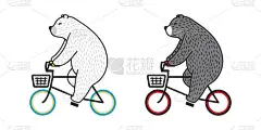 熊矢量北极熊骑自行车单车涂鸦插图字符卡通