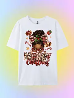 圣诞节女士休闲宽松短袖t恤，基础上衣，独特休息，节日礼物更受欢迎，适合春夏女士服装，青少年和女孩