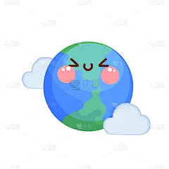 手绘-自然元素贴纸-地球