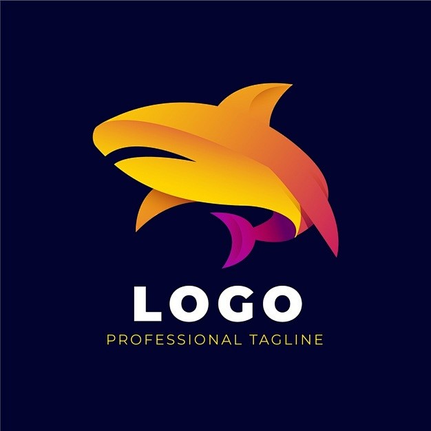 渐变色的鲨鱼logo标志矢量图素材