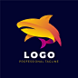 渐变色的鲨鱼logo标志矢量图素材