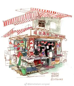 老街风情速写|FlyingPig
#建筑速写##建筑# ​​​​