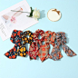 retro rose floral streamer hair scrunchies NHCL330897