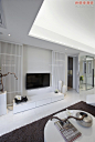白色记忆设计师彭征白色现代美式中户型客厅实景图电视墙
