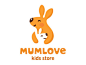 Mumlove illustration mascot cartoon character design flat logotype logo smile nice bright cute animal kid store child baby mother mum kangaroo