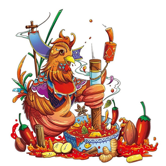 给二黑家做的钵钵鸡系列插画包装