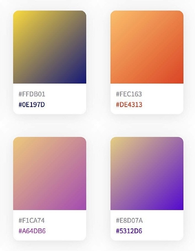 #设计视角# 目前最流行的渐变配色，干货...