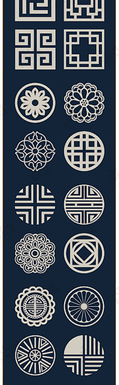 com采集big-cats采集到tx-图形1中式古典纹样免抠传统月饼png图案徽章