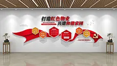 原创红色党建风物业社区文化墙