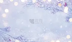 抽象的冬日假日背景是白雪覆盖的树枝和红色的浆果