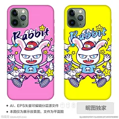 AI卡通星球脑洞兔子潮牌手机壳