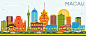 澳门中国城市天际线与彩色建筑和图片素材